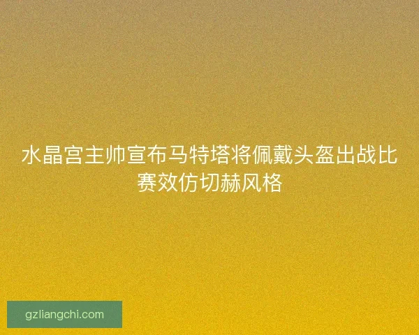 水晶宫主帅宣布马特塔将佩戴头盔出战比赛效仿切赫风格