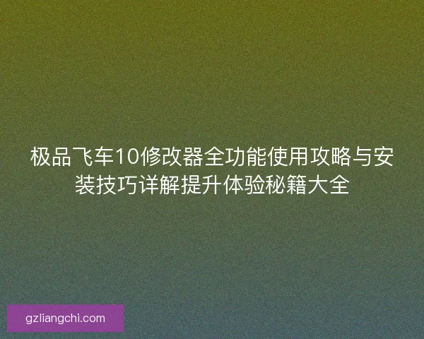 极品飞车10修改器全功能使用攻略与安装技巧详解提升体验秘籍大全